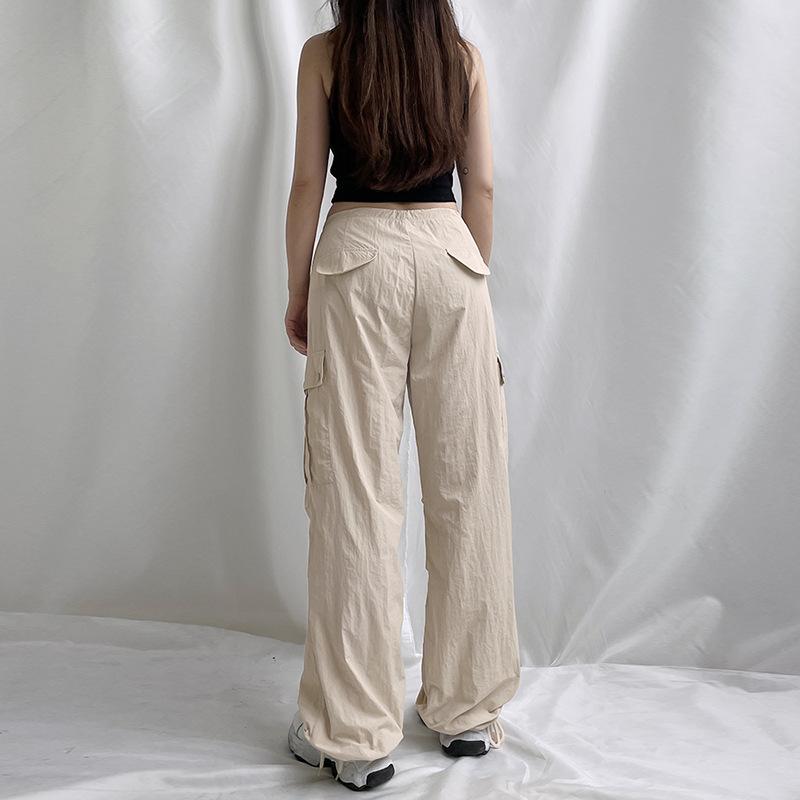 2022 Autumn Streetwear Drawstring Cargo Pants Womens Low Waist Baggy Pants Fairycore Trousers Vintage Casual Wide Leg Sweatpants