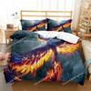 Phoenix Duvet Cover Set King Queen Size for Kids Boy Girls Bedding Set Yellow Animals Pattern Polyester Quilt Cover with Zipper