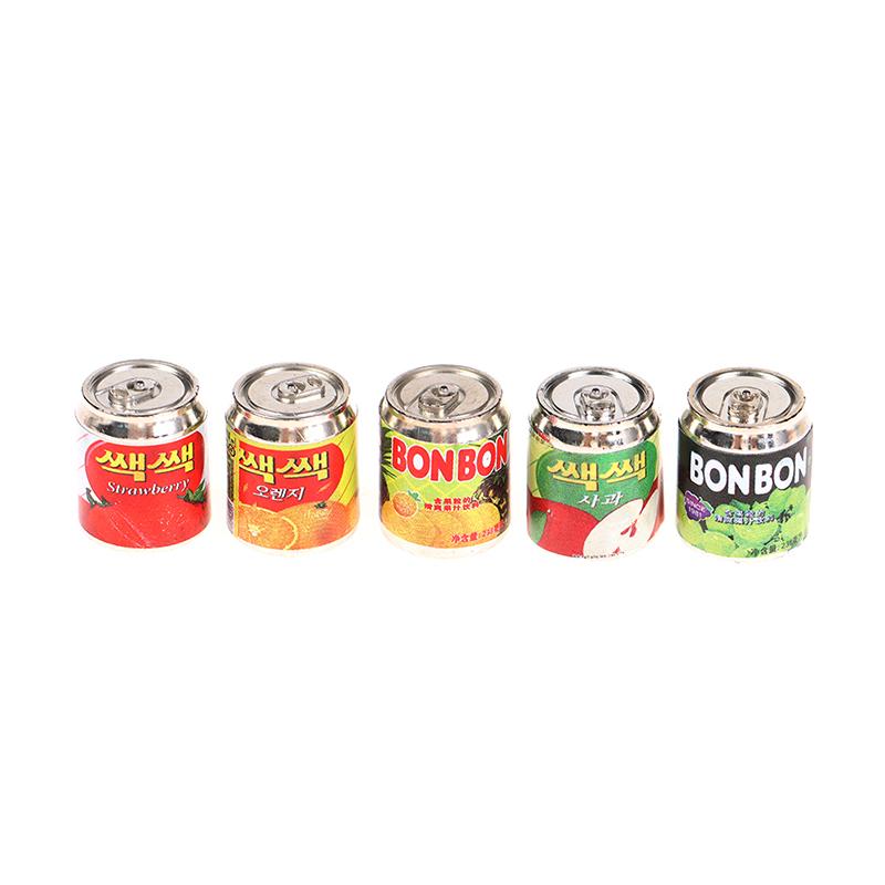 5Pc 1/12 Cute Miniature Doll House Fruit Drink Can Bottle Food Accessories