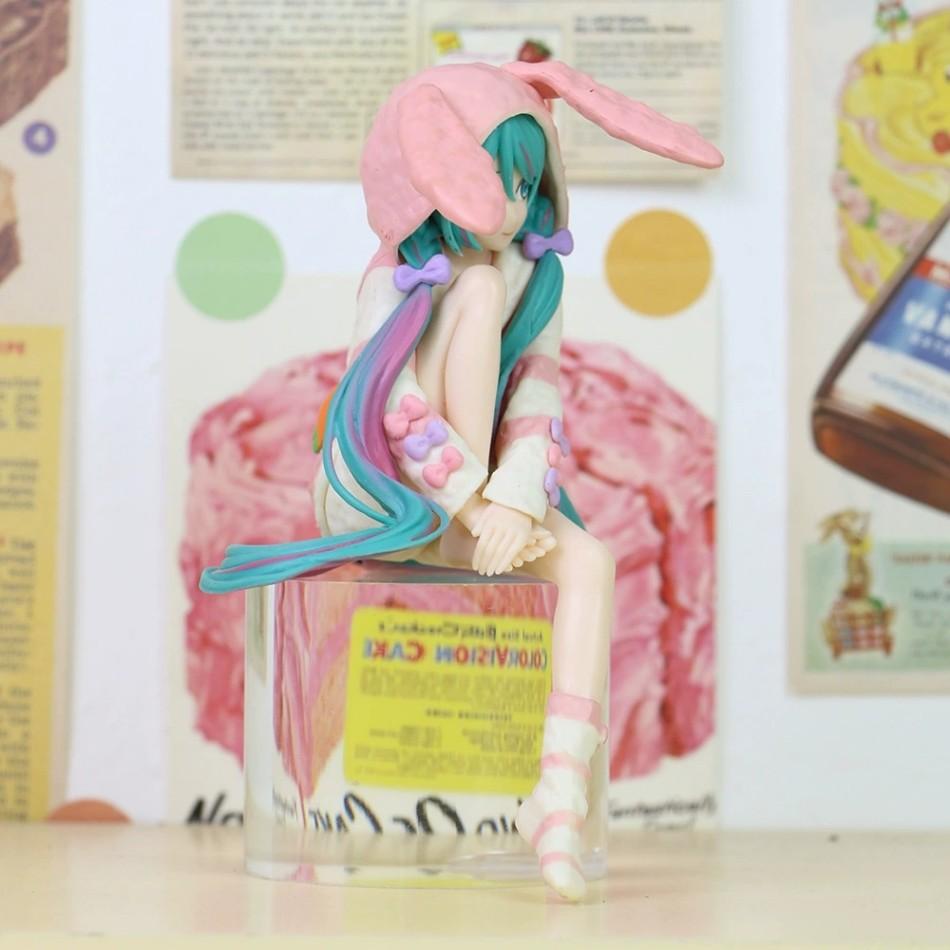 14CM NEW Anime HATSUNE MIKU Figure Noodle Stopper Figure Rabbit Ear Pajamas Model Toy Doll Aciton Figure Collection Gift PVC