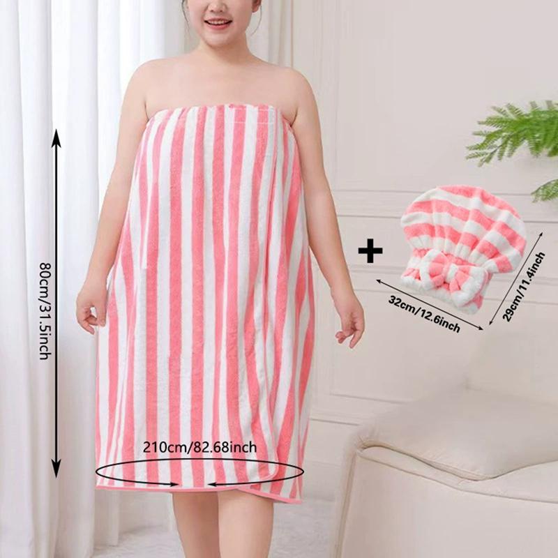 Women's Plus Size Absorbent Comfort Bathrobe and Shower Cap