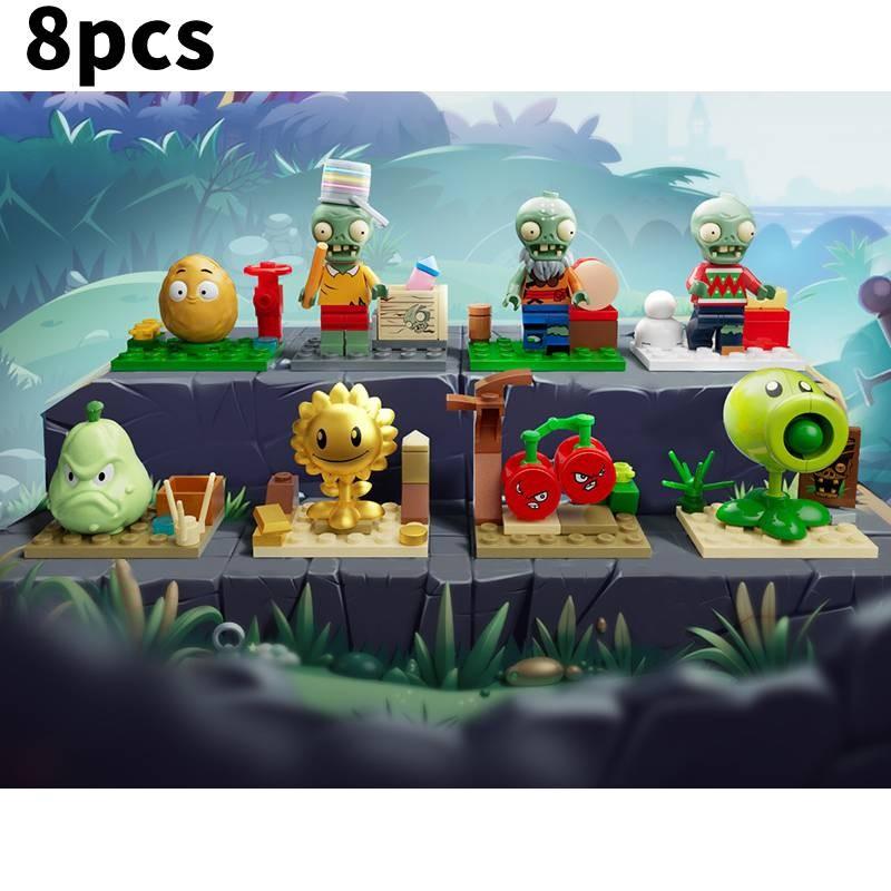 Plants Zombies Vs Building Block Assembling Toy Cartoon Gift Early Education