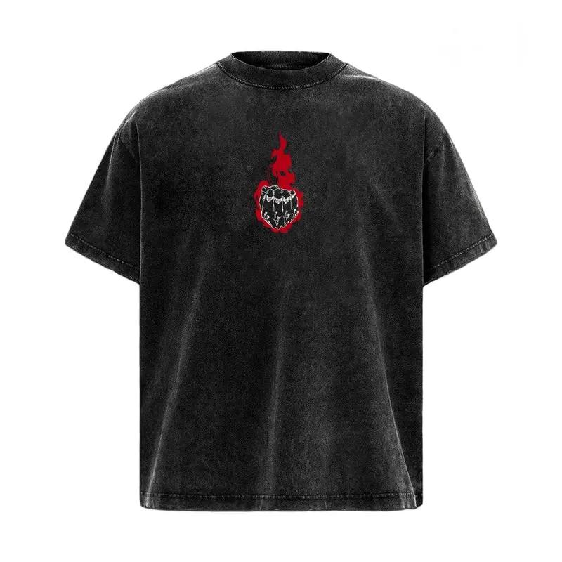 Jujutsu Kaisen Anime T Shirt Itadori Yuji Printed T-shirt Gothic Y2k Vintage Washed Tshirt Men's Clothing Pure Cotton Tees Tops