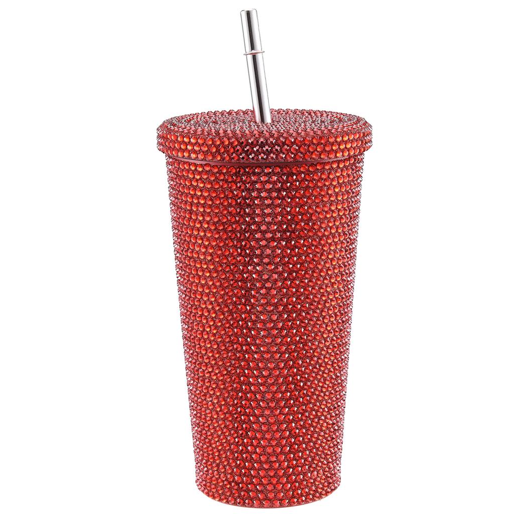 Sticlă de apă de 500 ml din oțel inoxidabil cu strasuri decorative, cană de apă vid pentru femei