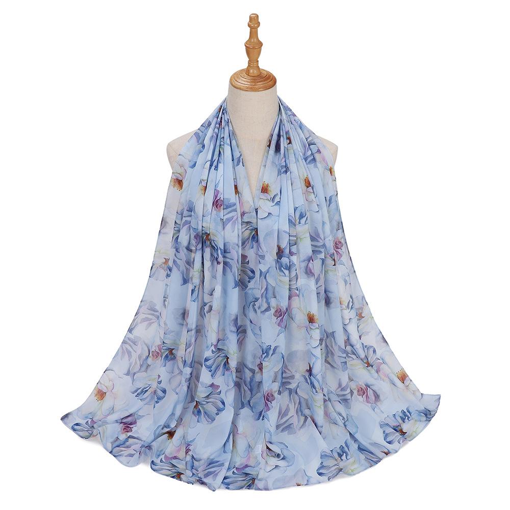 

New Fresh Floral Printed Chiffon Hijabs For Woman Shawls Turban Hijab For Women Muslim Fashion Head Scarf Headwraps For Women