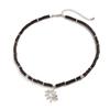 SHIXIN Minimalist White/Brown Wooden Bead Chain Choker Necklace for Men New Trendy Sun Pendant Necklace Male Jewelry Accessories