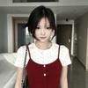 Korean Chic Fake Two-piece Front Shoulder Short Sleeve T-Shirt Women's Summer Ballet Sweet Style Slim Skinny Versatile Top