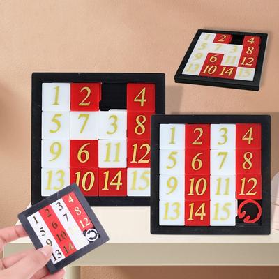 1/5pcs Number Sliding Puzzle Toy - Early Educational Math Plastic 15 Tiles Logic Game For Kids Thinking Development