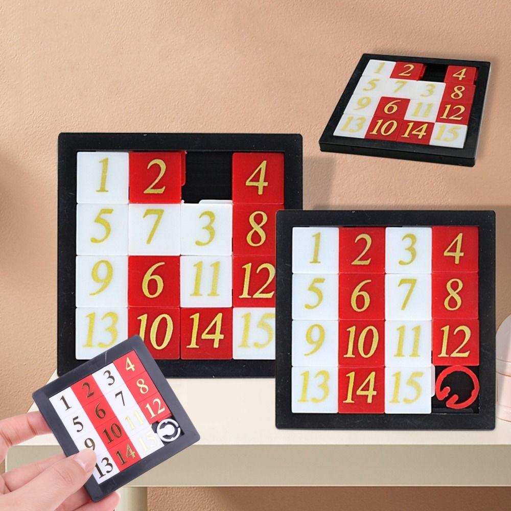1/5pcs Number Sliding Puzzle Toy - Early Educational Math Plastic 15 Tiles Logic Game For Kids Thinking Development