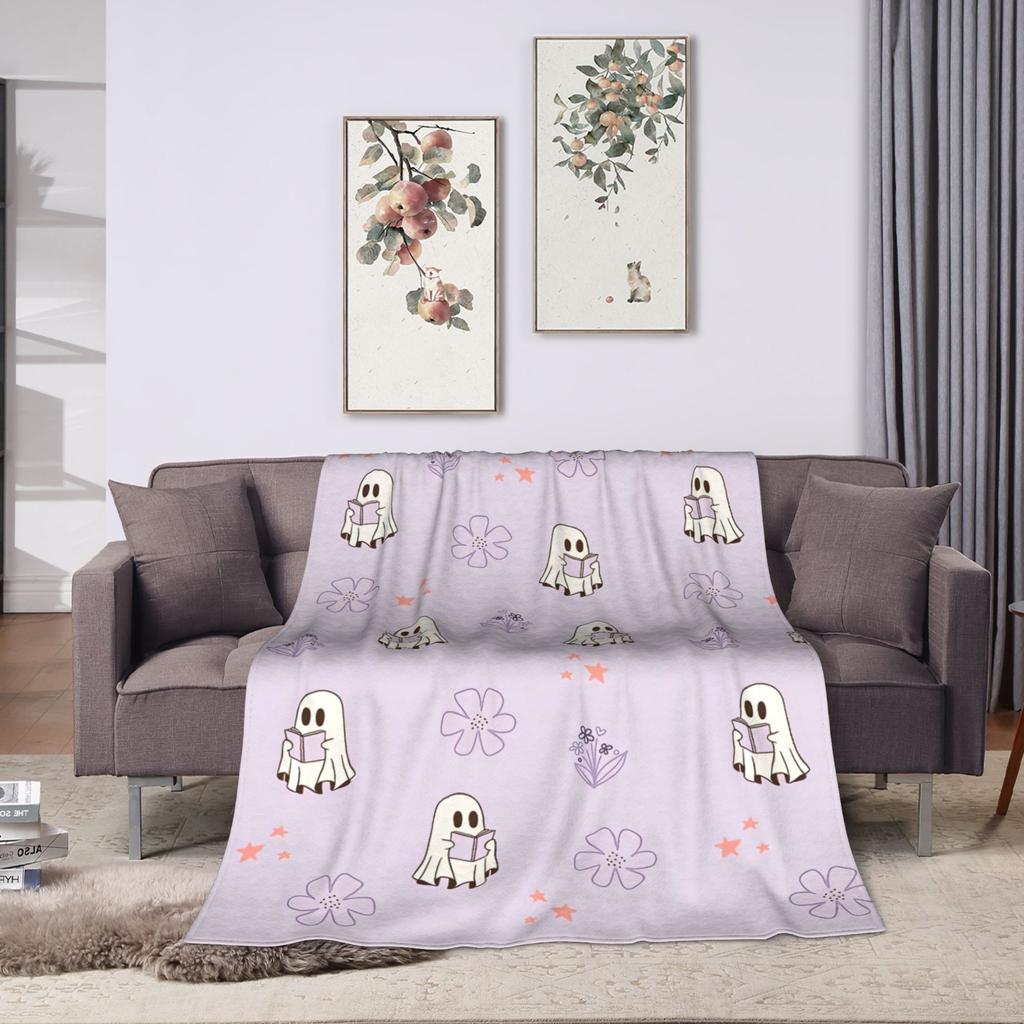 Ghost Reading Blanket Quality Warm Soft 2025 New Halloween Throw Blanket Winter Kids Couch Bed Print Bedspread
