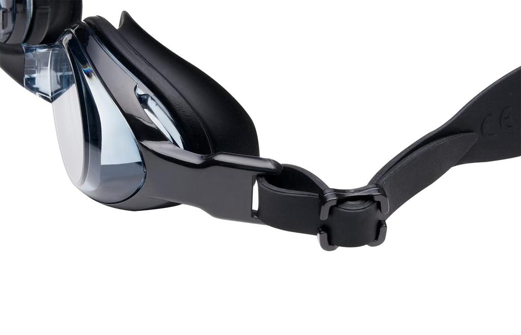 HAMIZON Swimming Goggles with Prescription 3 Nose Nose and Case Included Lenses, Anti-Fog, Sizes, Strap, Clip, Earplugs, (-1.5)