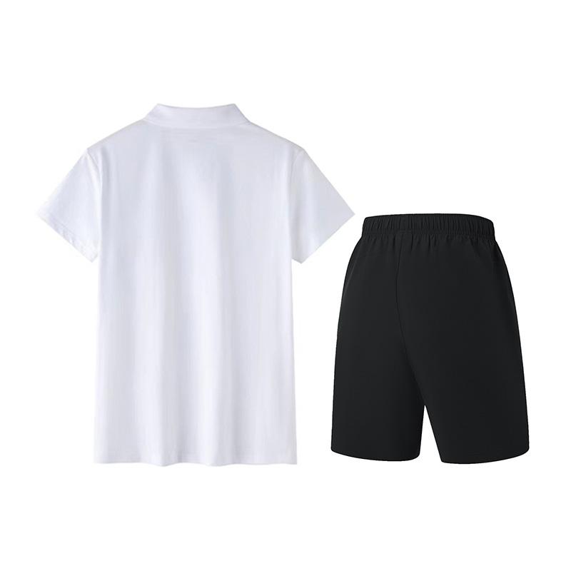 Li Ning Sports Lifestyle Series Polo Shirt Summer Fitness Business Casual Sports Suit Men tops APLU913-2+AKSU843-2