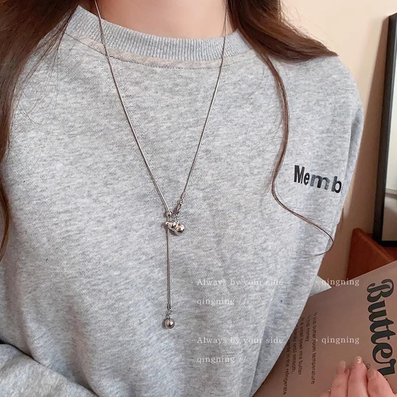 Elegant Double-Layer Long Sweater Necklace for Women