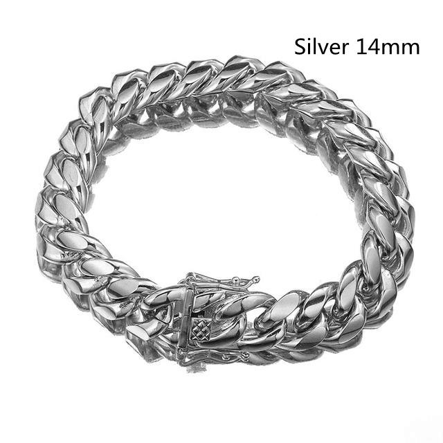Gold Color/Rose Gold Stainless Steel Curb Cuban Link Chain Bracelet Bangle Jewelry 7-11inch for Men Women 8/10/12/14/16/18mm
