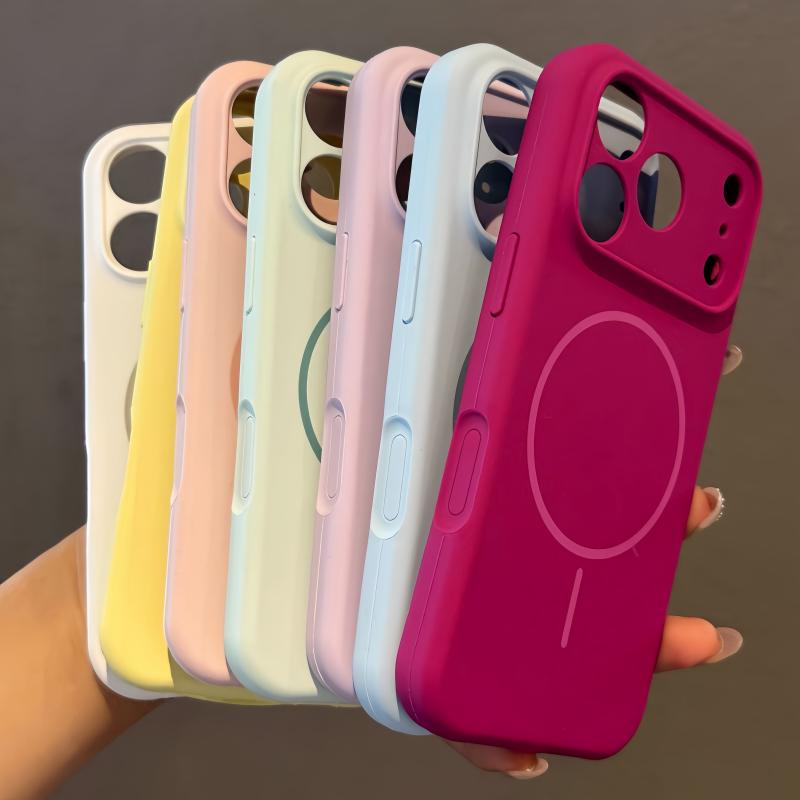 Liquid Silicone Original Phone Case for iPhone 17 Air 16 15 14 13 17 Pro Max Plus For Magsafe Shockproof Matte Soft Cover
