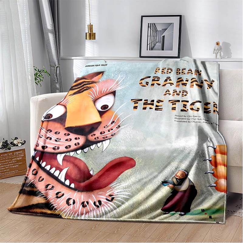 Janosch  Wie der Tiger Zählen Lernt  Flannel Blanket, Soft Warm Throw with Children s Book Print, Cozy Bedding for Kids 80cm x 120cm