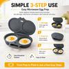 Dual Cavity Microwave Egg Poacher With Lid, Food Grade PP Egg Cooker White+Dark Gray 2pcs