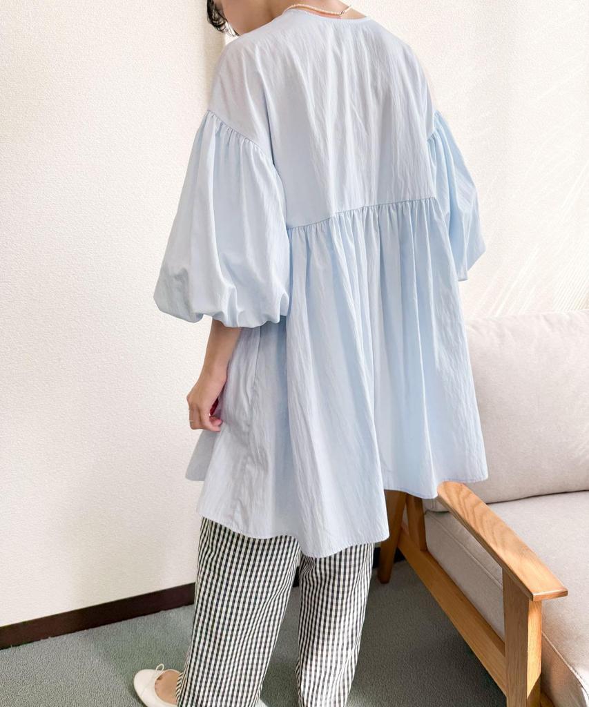 URBAN RESEARCH DOORS Women's Volume Sleeve Tunic Dress, Size SAX M, DRA4-23R105