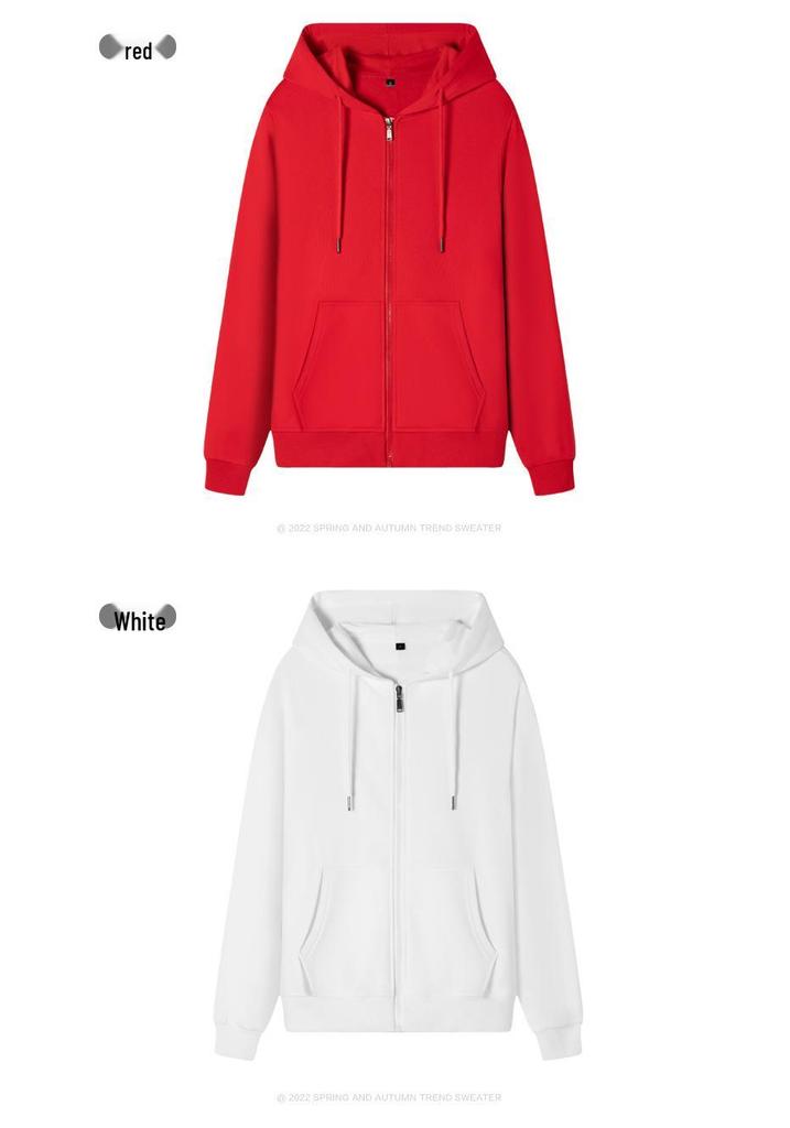 Unisex Baumwoll-Cardigan-Hoodie, Frühling/Herbst Unifarben, Lässige Jacke & Basisschicht für Paare