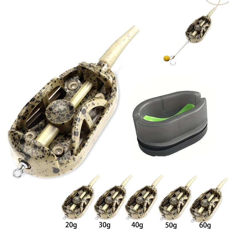 2/5Pcs 20G/30G/40G/50G/60G Method Feeder Fishing Inline Feeder Carp Fishing Feeder Device Kit Feeder Carp Fishing Hair Rigs