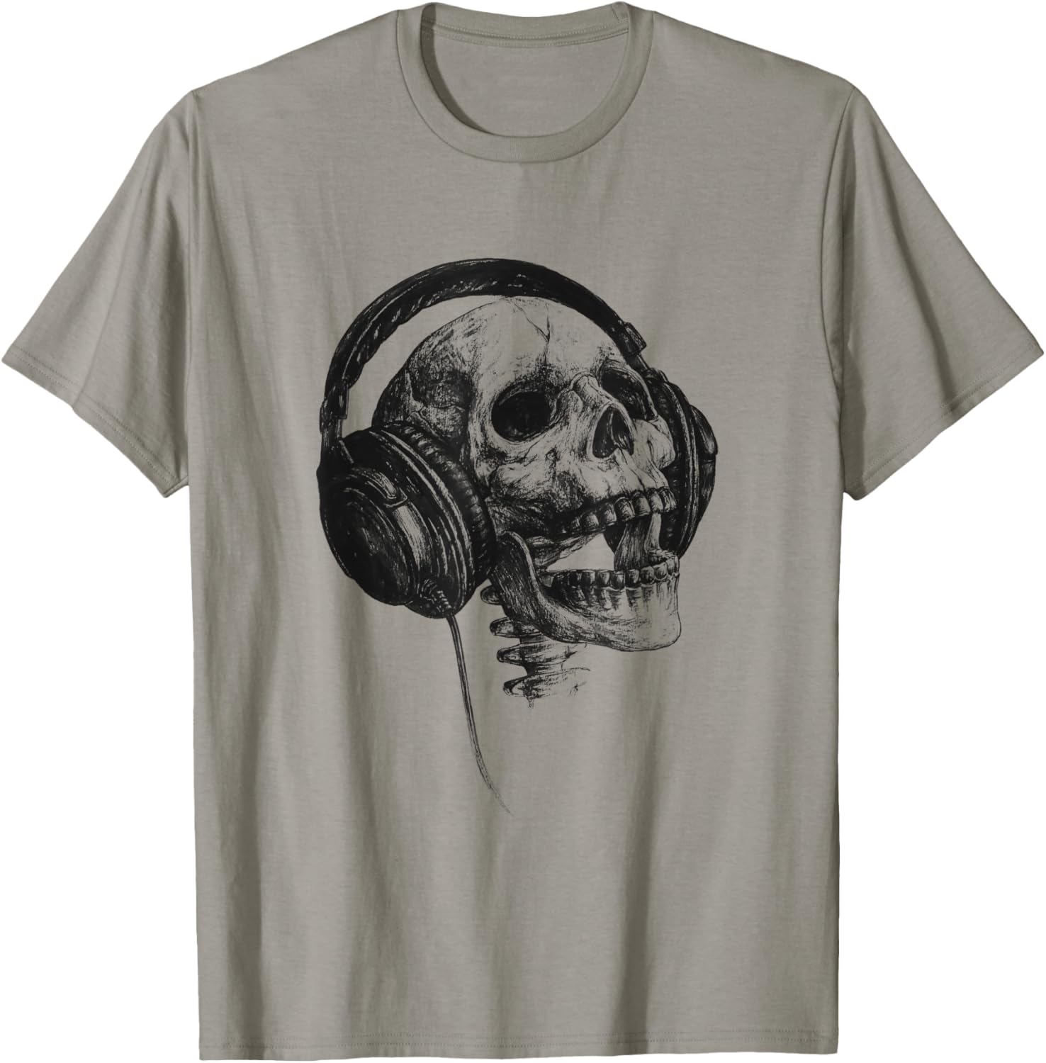 Music Forever Skull with Headphones Ink Graphic Rock Song T-Shirt S разноцветный