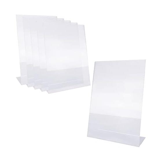 Tabletop Acrylic Stand Menu Pop Holder Photo Frame for Restaurants, Offices, Exhibitions - L-Shaped, Set of 6 (A4 Size)