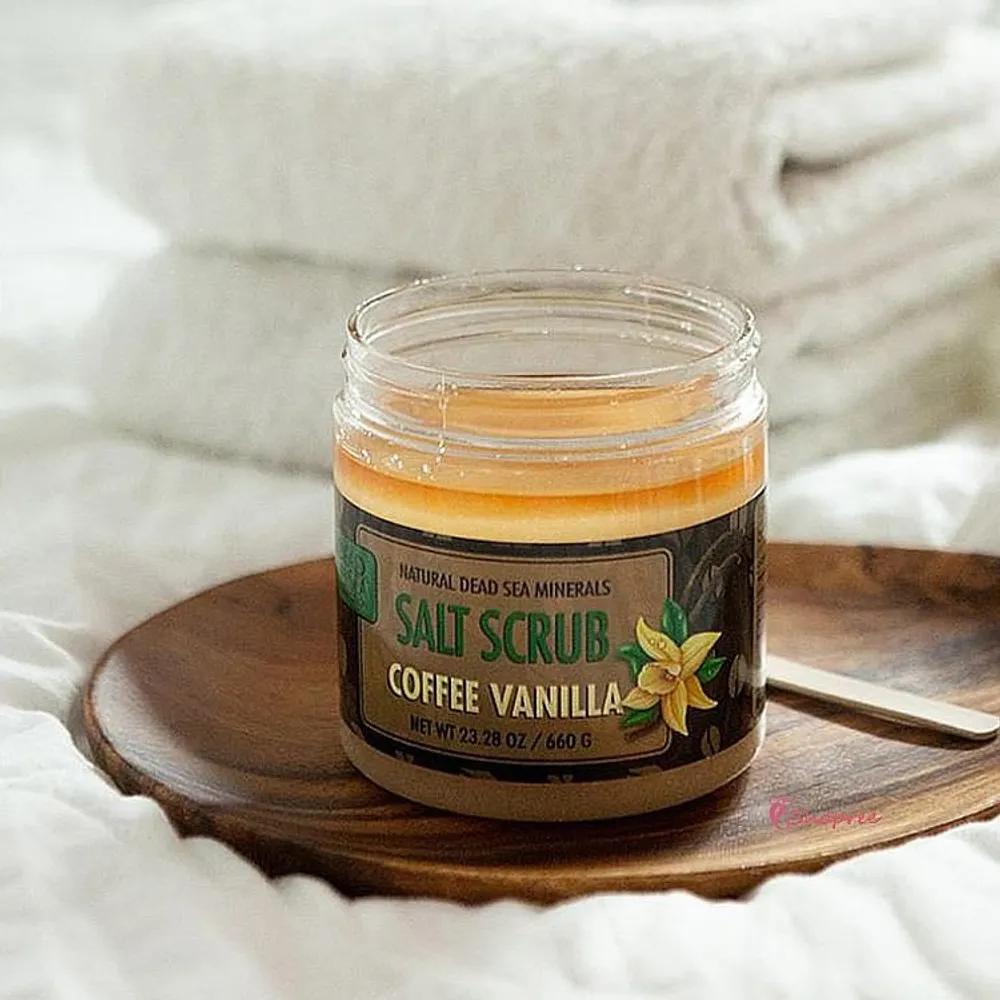 Body Scrub Exfoliation Care Dead Sea Coffee Salt Peeling Salt 660g Vanilla Beauty Israel