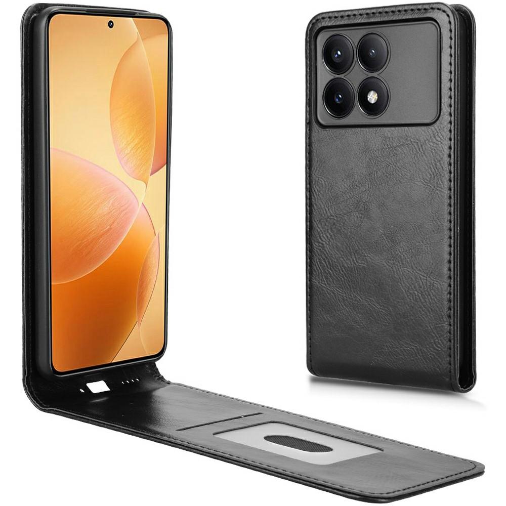 

Кожаный чехол для Xiaomi Poco F6 Pro 5G/Redmi K70 5G/Redmi K70 Pro 5G Магнитный вертикальный откидной чехол для телефона со слотом для карт Black