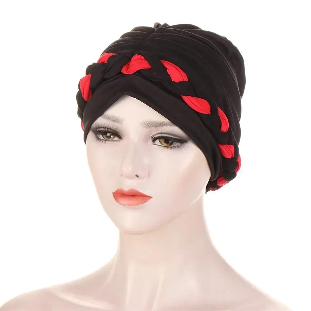 Velour Muslim Women Braid Hijab Turban Chemo Stretch Cap Hair Loss Hat Head Wrap Islamic Bonnet Headwear Beanie Cover