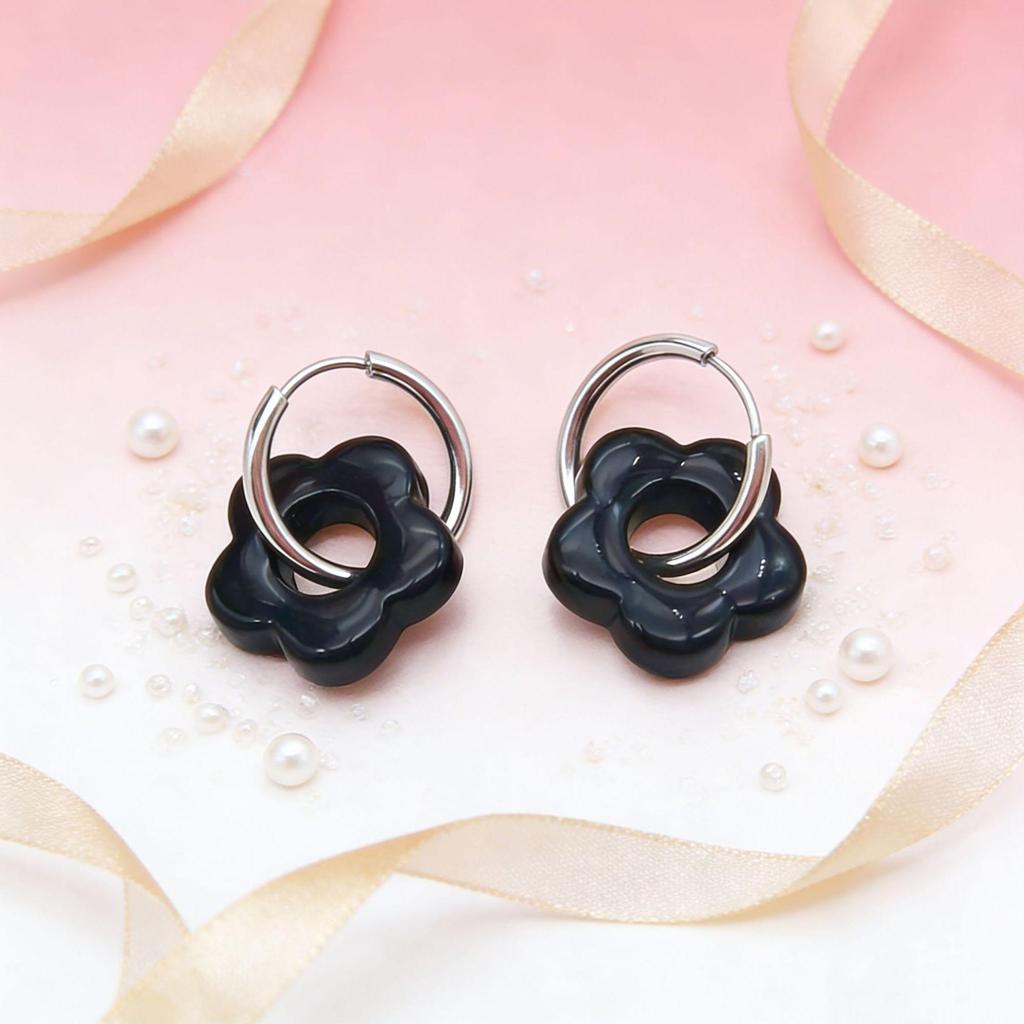 2025 Dopamine-Inspired Enamel Flower Hoop Ear Cuffs - Light Luxury Earrings