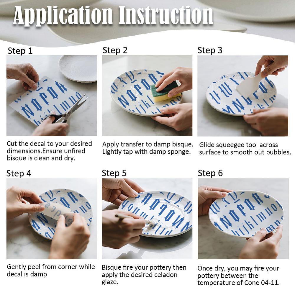 Paper Ceramic Decals Pottery Ceramics Clay Transfer Paper Underglaze Flower Paper Letter 520x370mm Pattern: 480x330mm