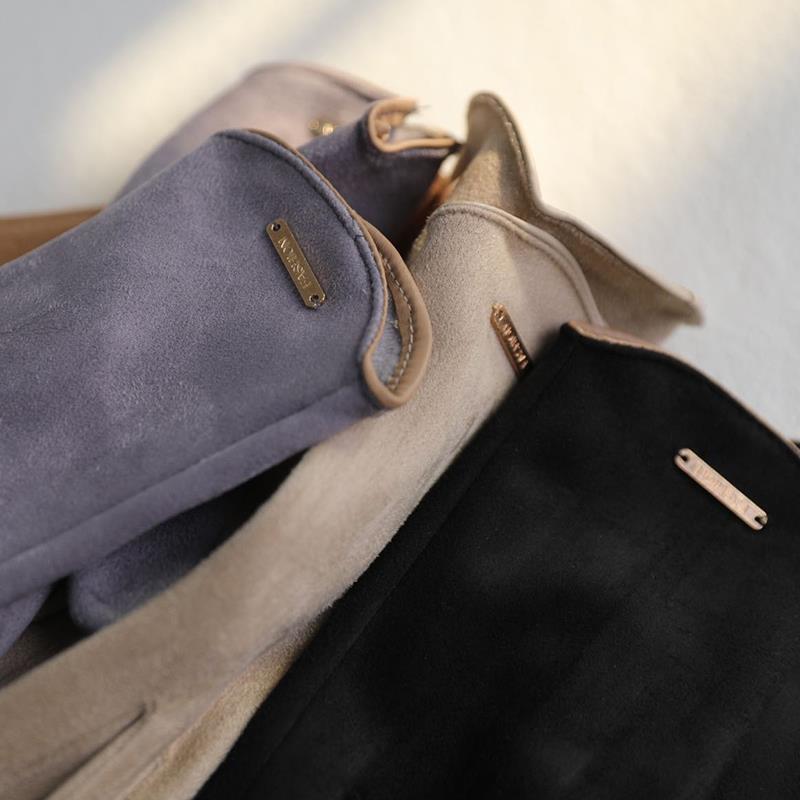 Velvet Thickened Warm Imitation Deer Leather Gloves Riding Versatile Fingers for Women Windproof and Warm Touch Screen