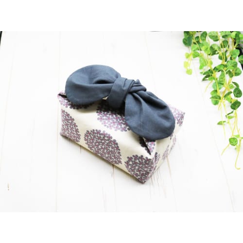 Azuma Bag, Insulated Lunch Bag with Ribbon, No Drawstring, Tie Type (Hydrangea, Off-White X Gray)