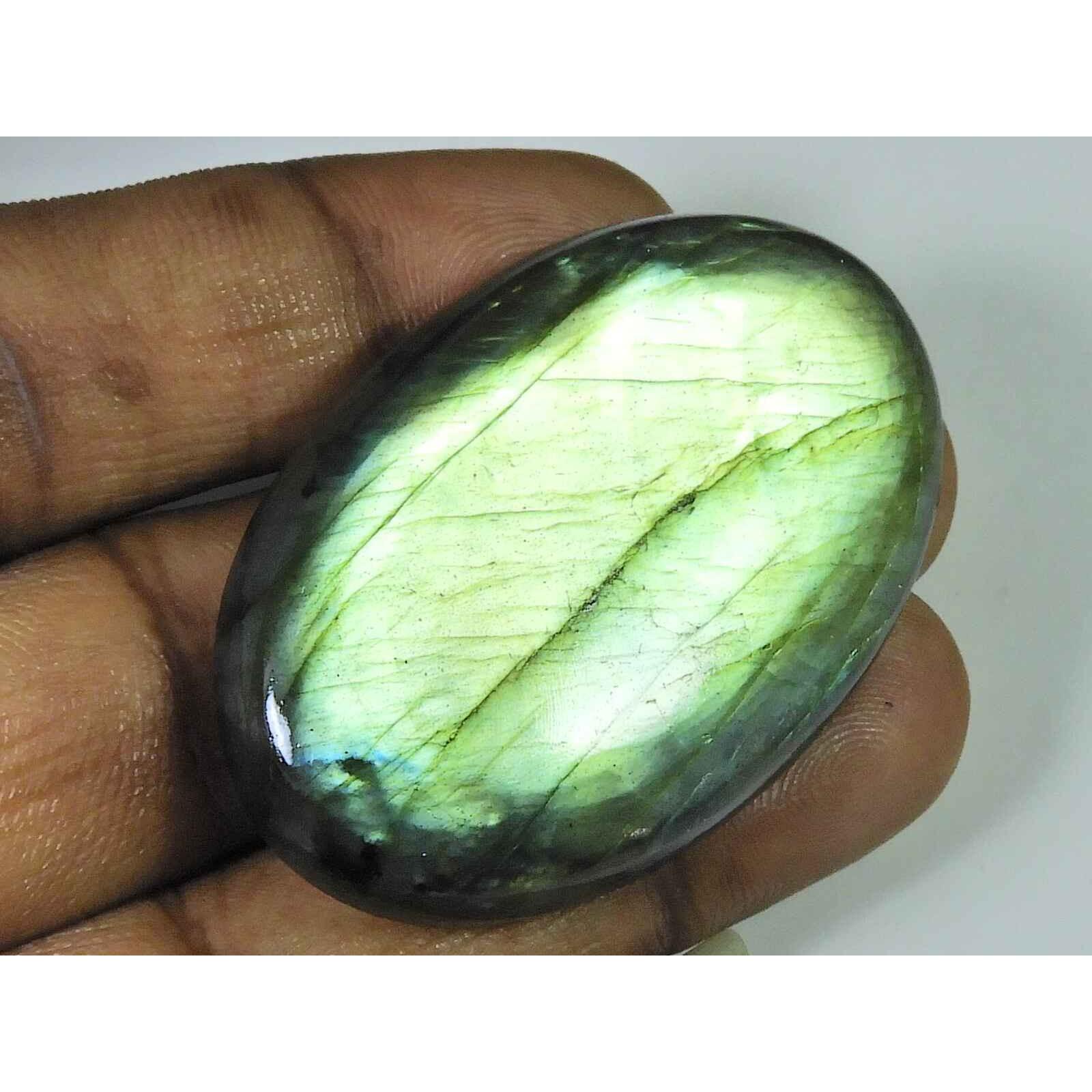 

143Cts. Natural Labradorite Oval Crystal Cabochon loose Gemstone 33X52MM SK-1941