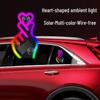 Solar-Powered Wireless Heart-Shaped LED Triangle Light for Car Interior Decoration