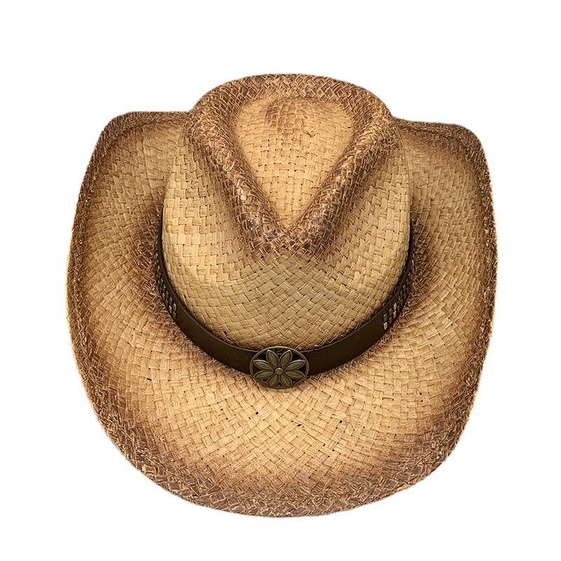 Western Cowboy Hat Men'S Outdoor Straw Hat Versatile Tide Lafite Straw Hat Men'S And Women'S Personalized Straw Hat