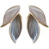Korean Simple Retro Blue White Leaf Earrings Retro High End Design Earrings Forest Style Fashionable Earring Light Colors Elegant Women