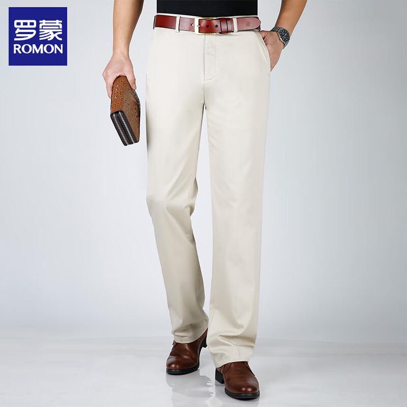 ROMON Men's Cotton Blend Straight Casual Business Pants