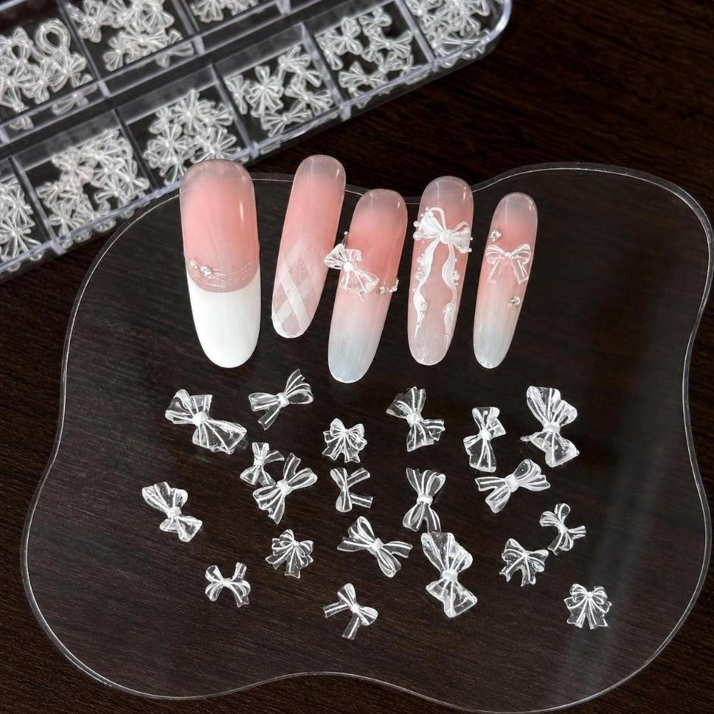 Transparent Nail Art Sequins Kit 3D Bowknot Nail Charms Decorations Nail Decoration