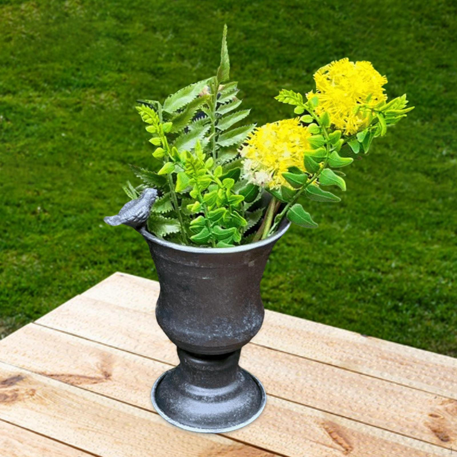 

Flower Pot Vase Figurine with Drainage Hole Gift Statue Decorative Plant Container Planter темно-сірий