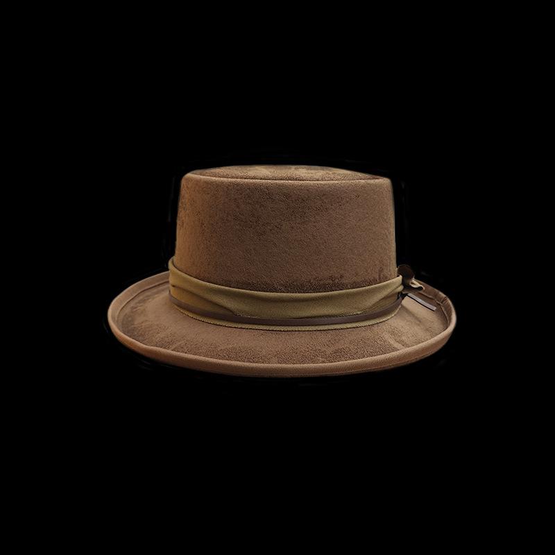 Cowboy Wind Sheep Felt Hat, Solid Color With Decorative Felt Hat