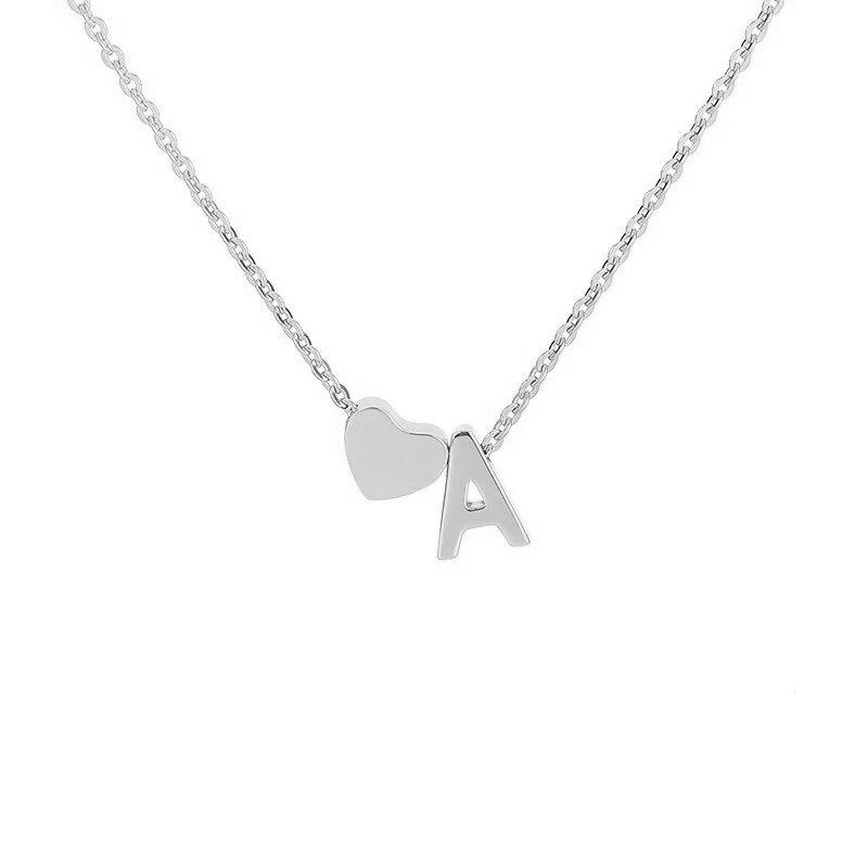 Stainless Steel Gold Heart & Alphabet Bead Necklace A-Z