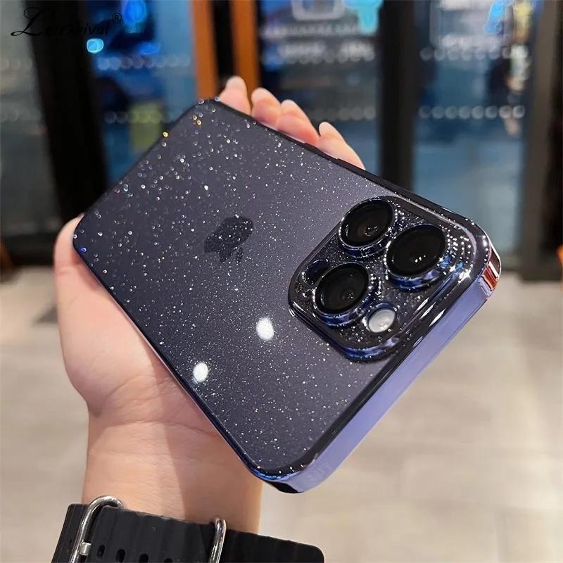 Glitter Plating Clear Case For For Iphone 1 14 13 12 16 Pro Max Plus Hard PC Transparent Camera Film Protection Cover for For Iphone 1