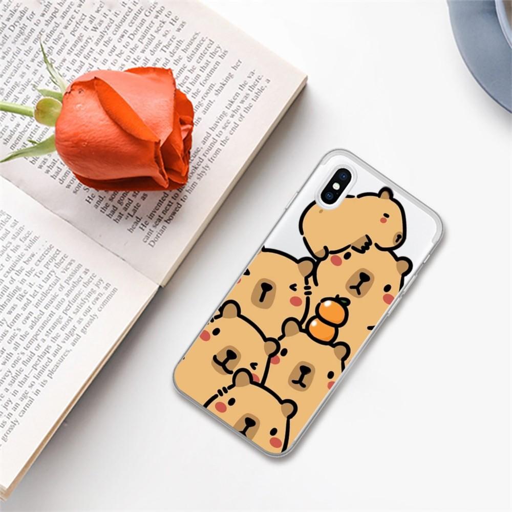 Cartoon Cute Capybara Phone Case For iPhone 14 13 12 11 Pro Max XS X XR SE 2020 6 7 8 Plus Mini Protective Cover
