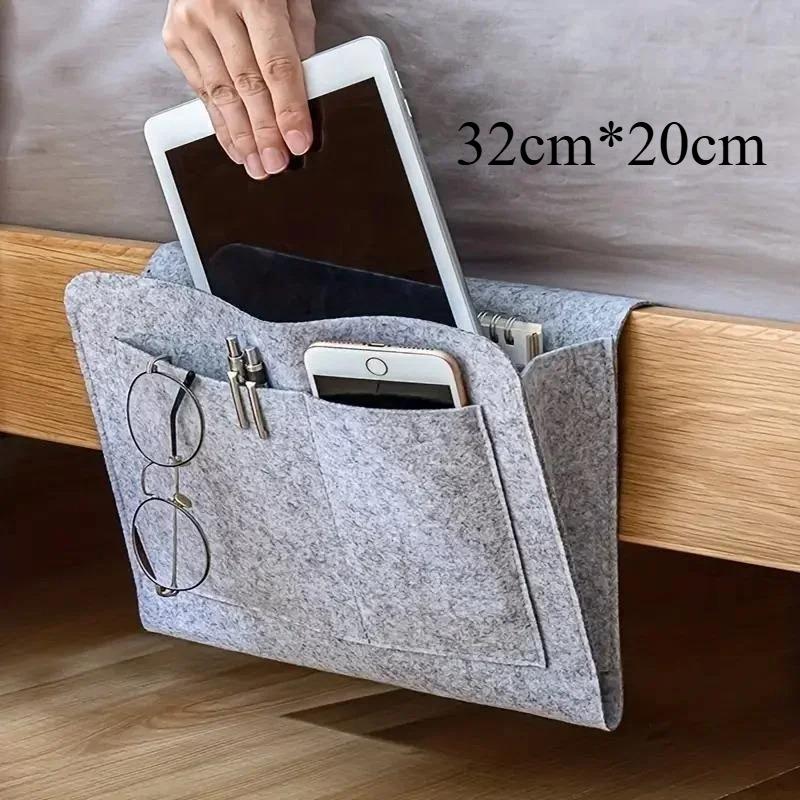 Hengende oppbevaringspose ved sengekanten Mobiltelefon Fjernkontroll Oppbevaringsboks for vev Hengende pose for bøker ved sengekanten Diverse husholdningsartikler