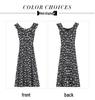 French Black Floral Puff Sleeve Camisole Dress for Women - Summer Seaside Vacation Style