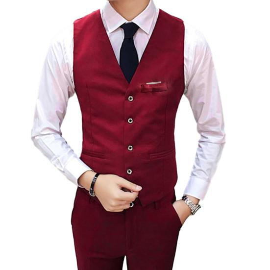 Herren-Anzugweste, V-Ausschnitt, ärmellos, einfarbig, schmale Passform, einreihige Strickjacke, formeller Business-Mantel, Bräutigam-Hochzeitsmantel