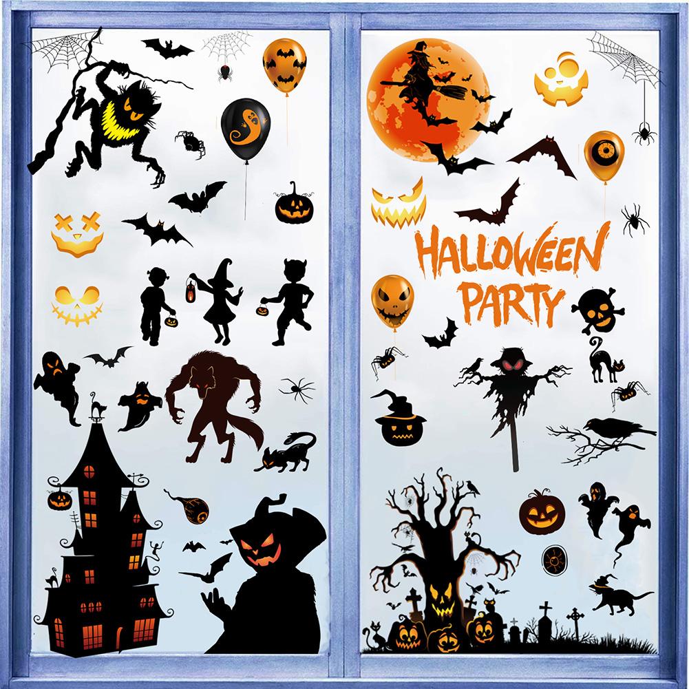 9 Sheets 72pcs Halloween Window Stickers Decals Halloween Decorations For Home Indoor Window Glass Door Wall Decor