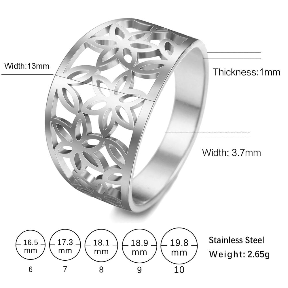 

My shape Filigree Flower of Life Women Ring Zircon Stainless Steel Rings Rose Gold Color Cute Finger Ring Mother Gift Jewellery 10