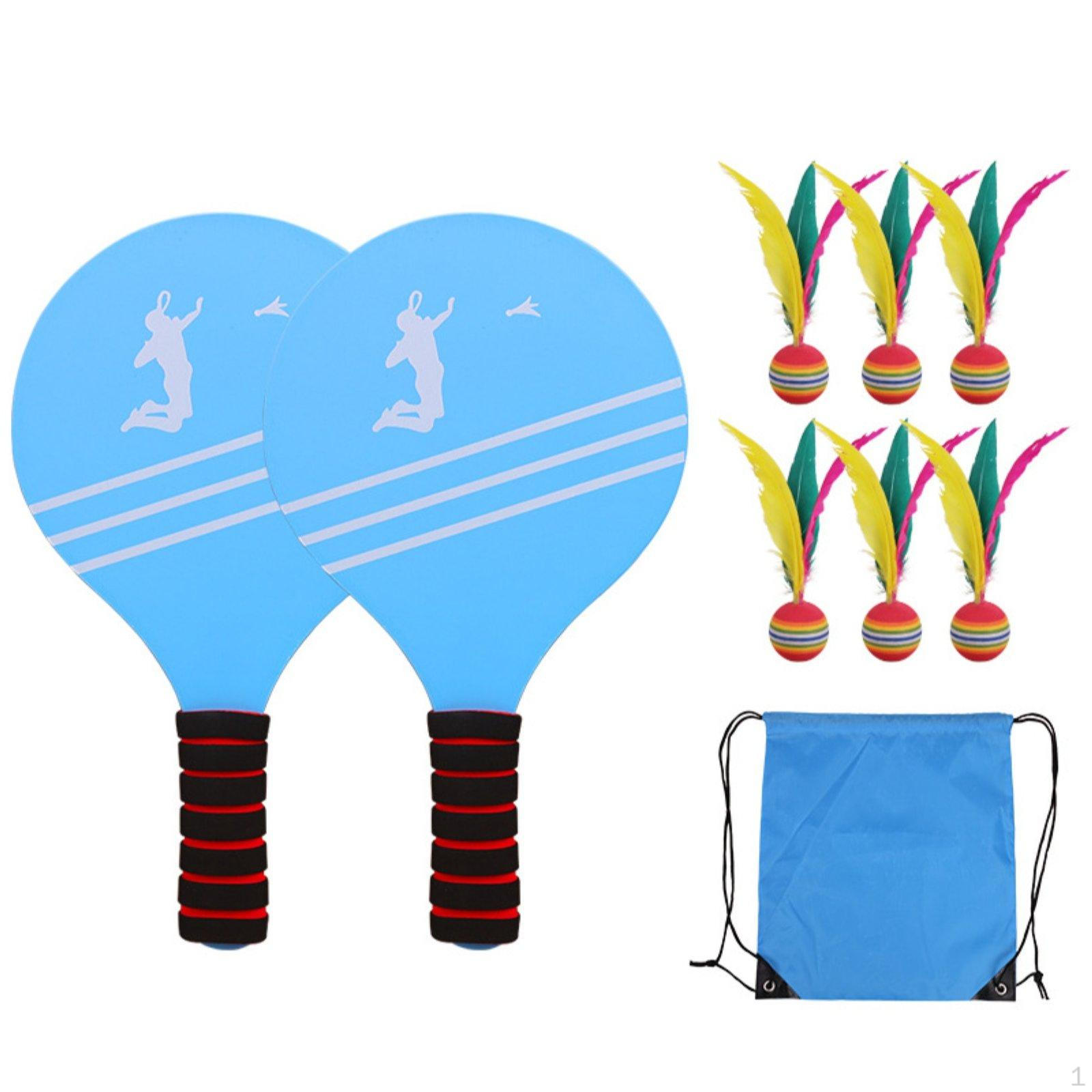 Shuttlecock Paddle Set Indoor Play Wood Racket Comfortable Grip Paddleball for Kids